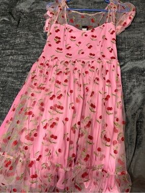 Pink Cherry Tulle Party Dress for Kids